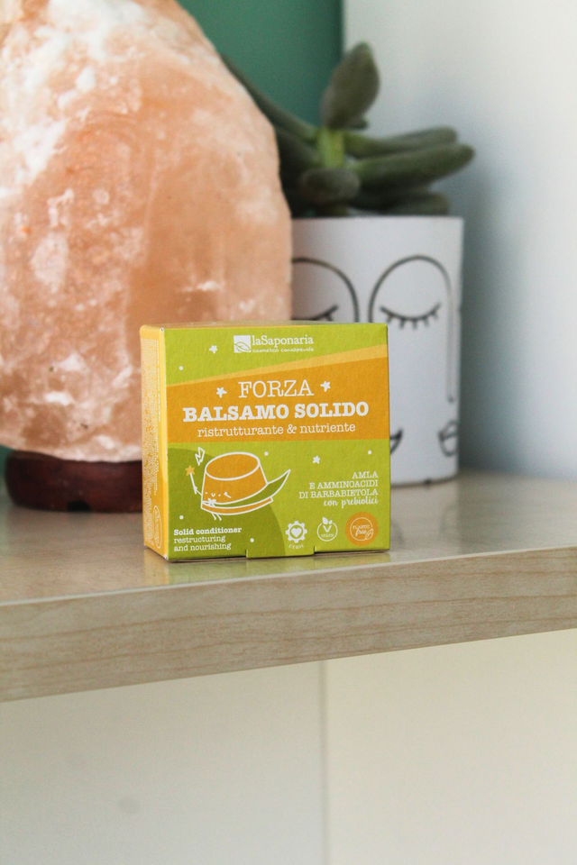 Balsamo solido bio Forza - ristrutturante e nutriente di La Saponaria (40 gr)