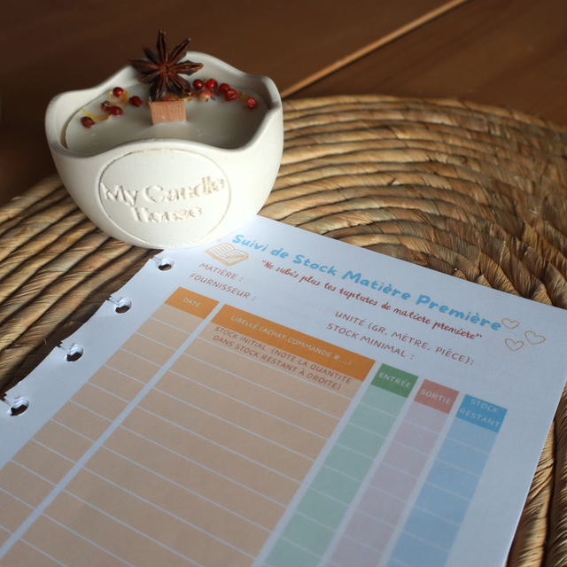 Recharge 24 Suivis de Stock Matières Premières + Recharge bougie (en option)