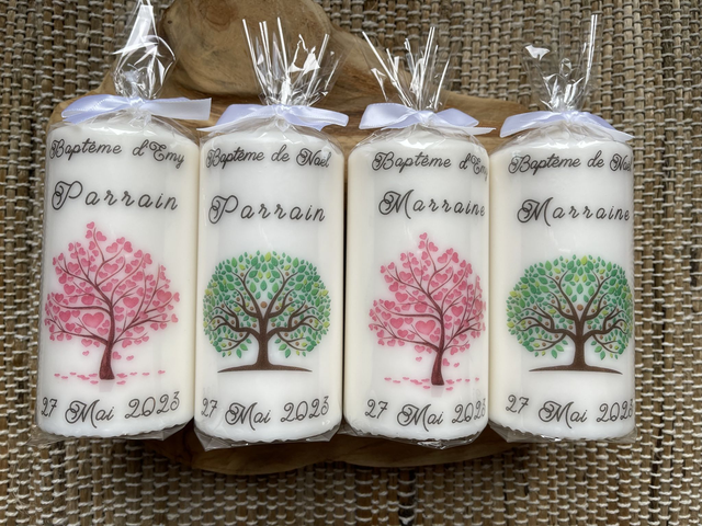 Bougie de baptême personnalisée sur le thème Arbre De Vie