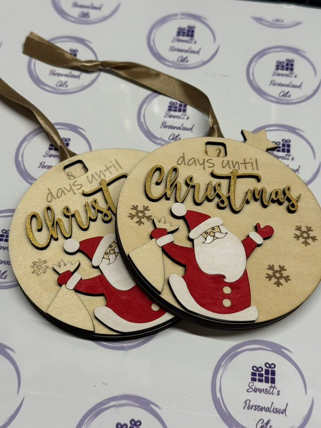 Handmade wooden  countdown to Christmas bauble.