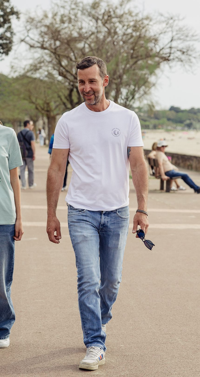 SIMPLE - T-SHIRT COL ROND BLANC