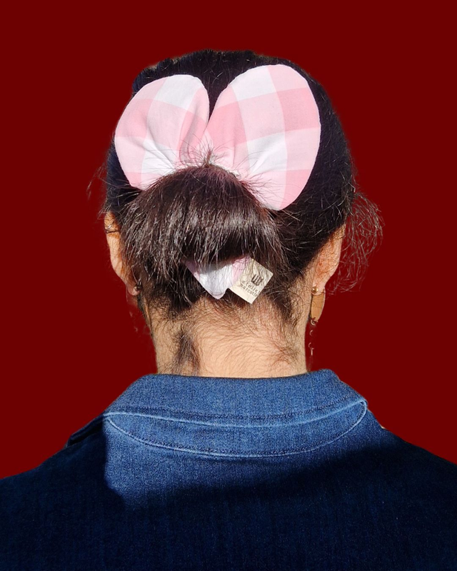 Scrunchie cœur XXL vichy rose - 99% upcyclé, 100% audacieux