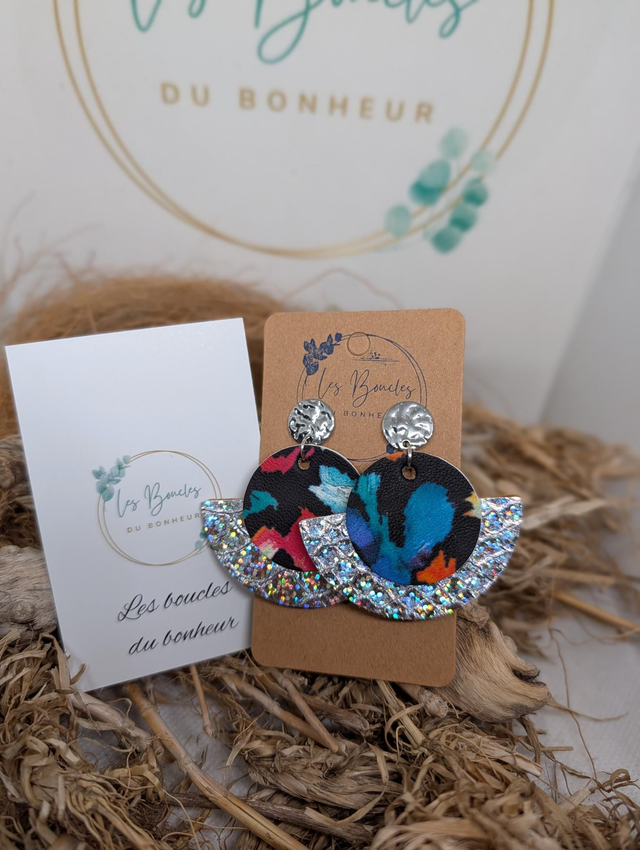 Boucles d'oreilles Dona multicolore argenté do049