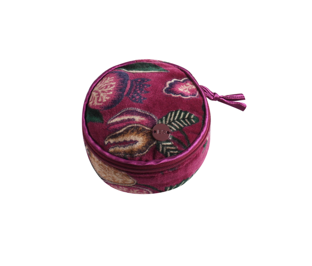 Earth Squared Printed Velvet Plum Jewellery Pouch 