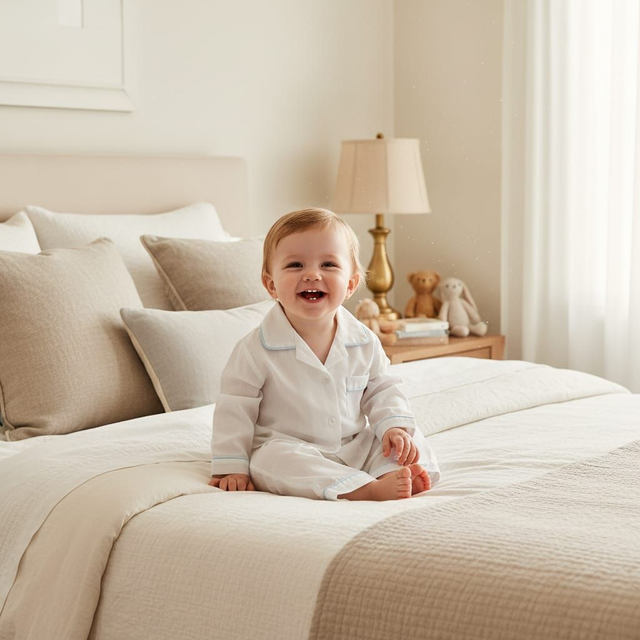 White/Blue Kids Cotton Pyjamas