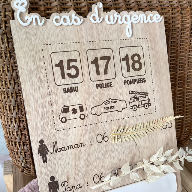 Panneau numéros d’urgence