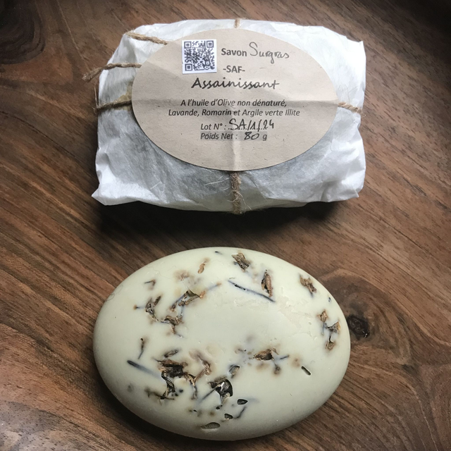 SAVON SURGRAS ASSAINISSANT-Huile d&#039;Olive BIO-Lavande-Romarin &amp; Argile verte Illite