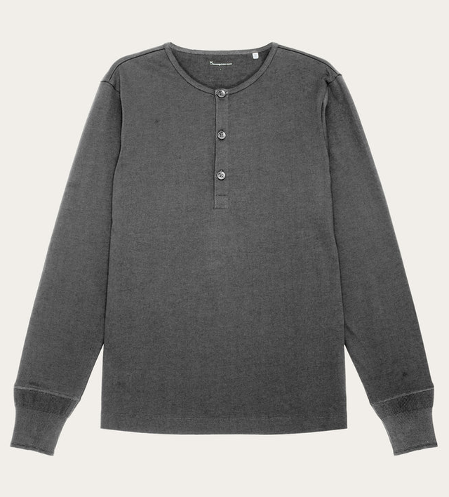 BO LONG SLEEVE HENLEY Dark Grey Melange