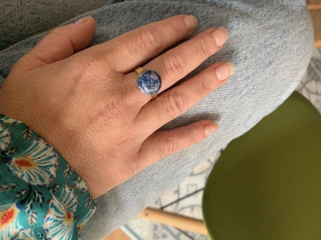 Bague avec cabochon rond 14mm en pierre naturelle