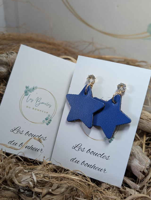 Boucles d&#039;oreilles Petite étoile bleu roi st056