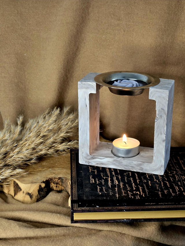 Brûle-parfum Carré marbré Taupe