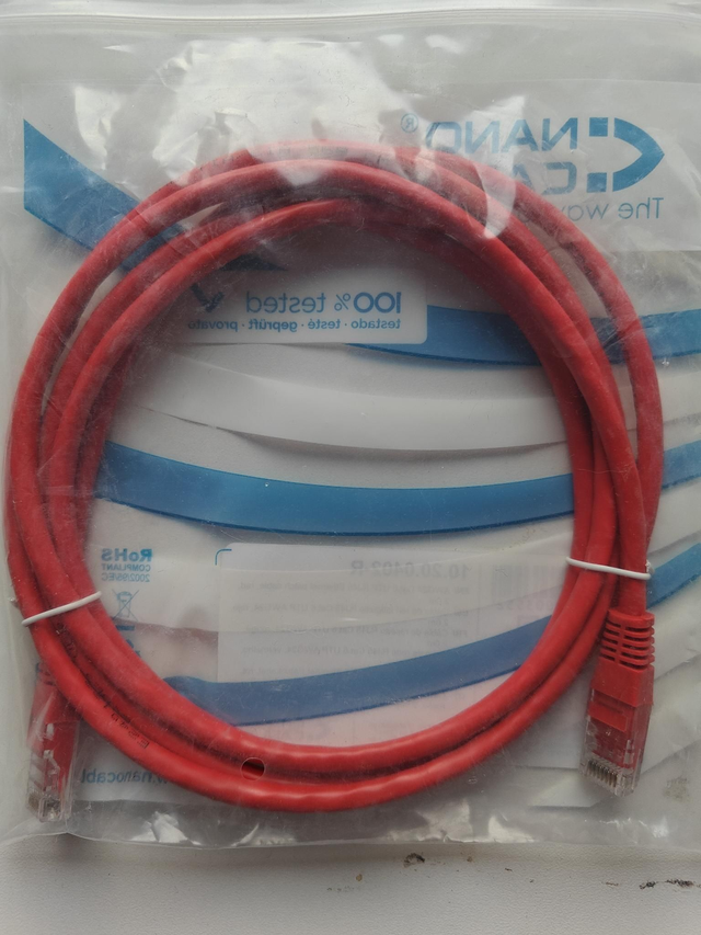 Punainen Cat6-verkkokaapeli 2m - NANOCABLE 