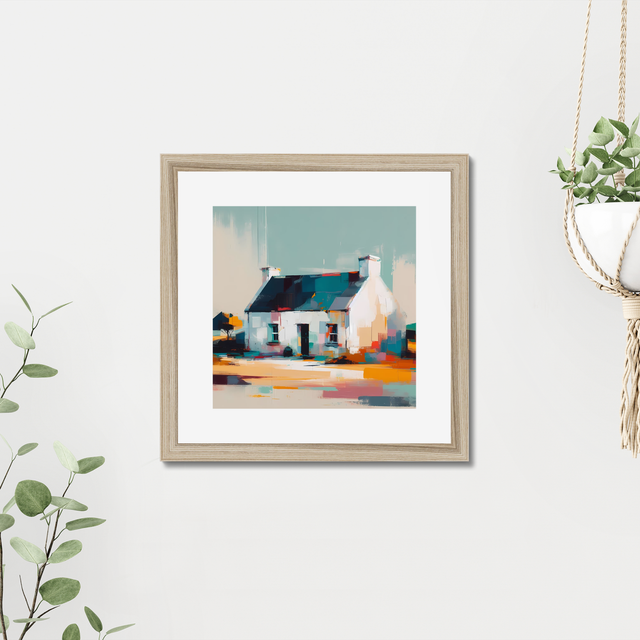 Framed signed print by Stefan Birch, &quot;Rose Cottage, Fanad, Donegal&quot;. Signed art print