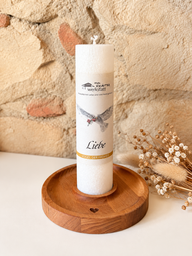 Geschenkset „Herz &amp; Liebe“ – Kerzenständer mit Heilkräuterkerze