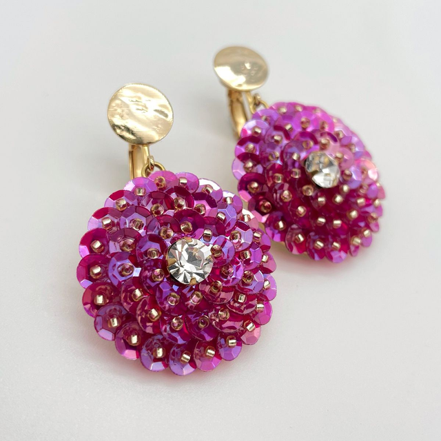 Boucles d’oreilles (clips) ZINNIA - FUCHSIA Ø30mm