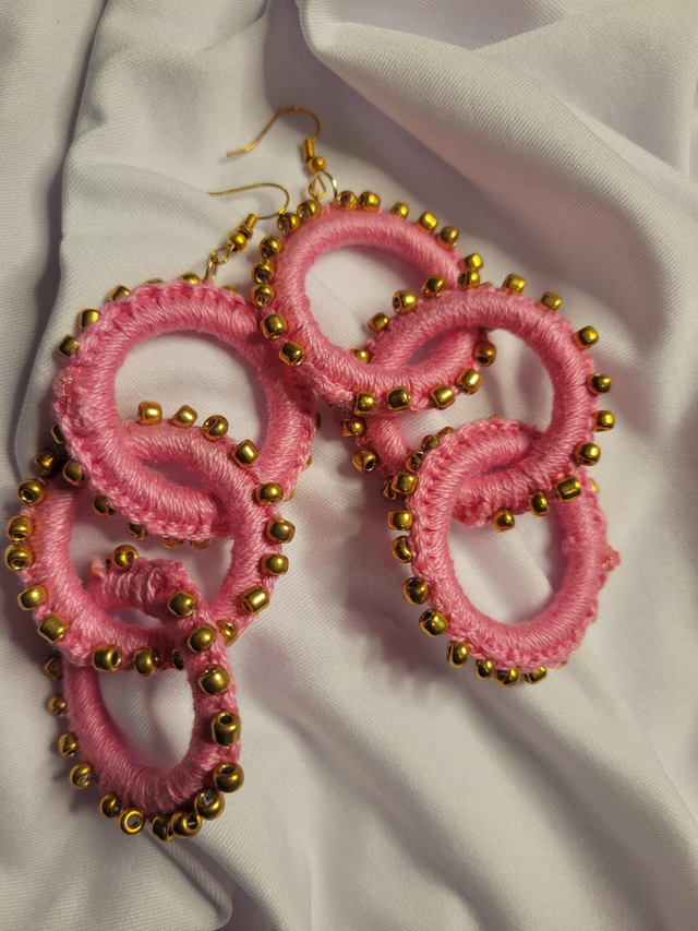Crochet and bead earrings 