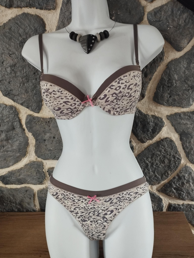 Ensemble  imprimé zèbre avec armatures et rembourrage léger, shortys ou strings