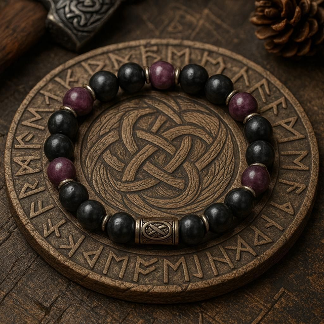 Bracelet Larvikite/ Lépidolite - Équilibre psychologique et l'amour 