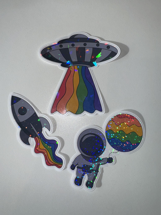 Galaxy Gay Pride Glitter Stickers