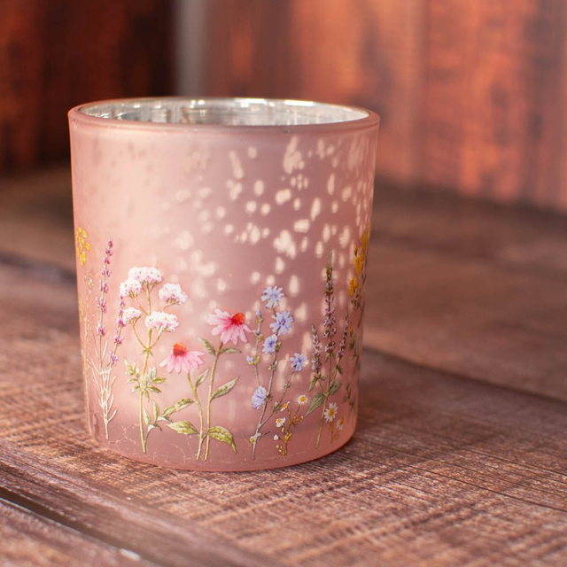 Pink Floral Candle Pot