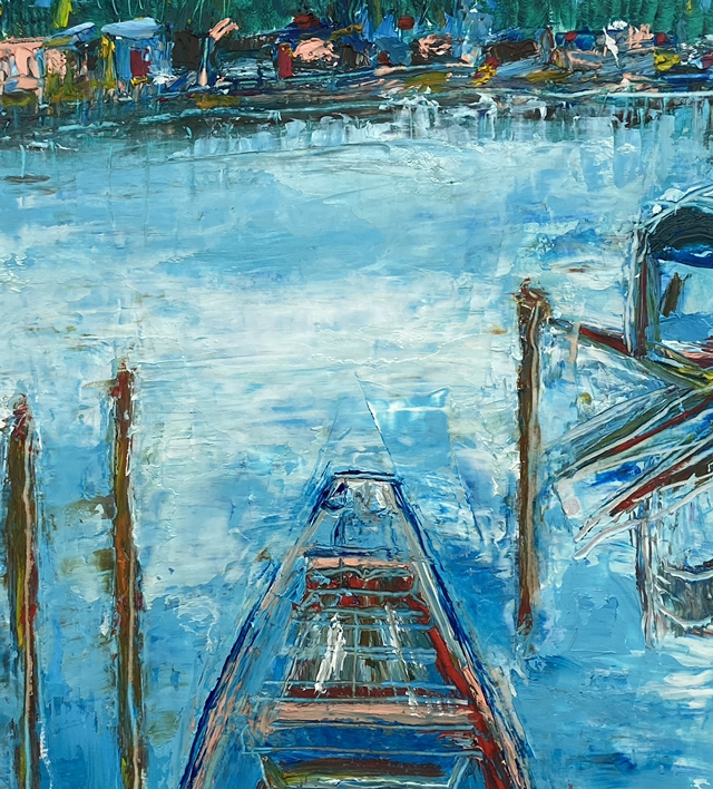 ART OIL  ON PAPER - CANOE