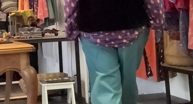 Pantalon Frida en lin Turquoise élastique à la taille