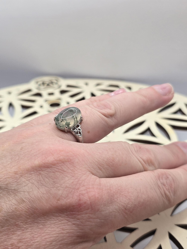 Bague réglable Agate mousse