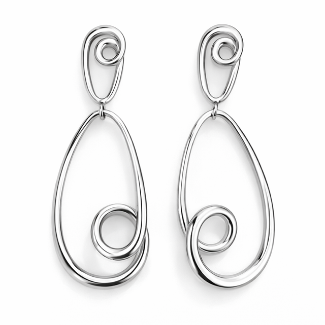 Pendientes acero plateado 