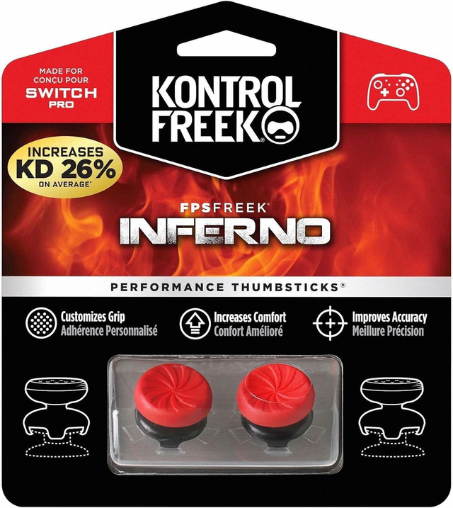 KontrolFreek FPS Freek Inferno voor Nintendo Switch Pro Controller | Performance Thumbsticks | 2 High-Rise Concave | Rood