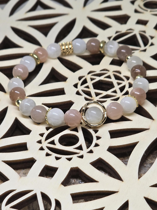 Bracelet Pierre de lune multicolore 0,8 cm