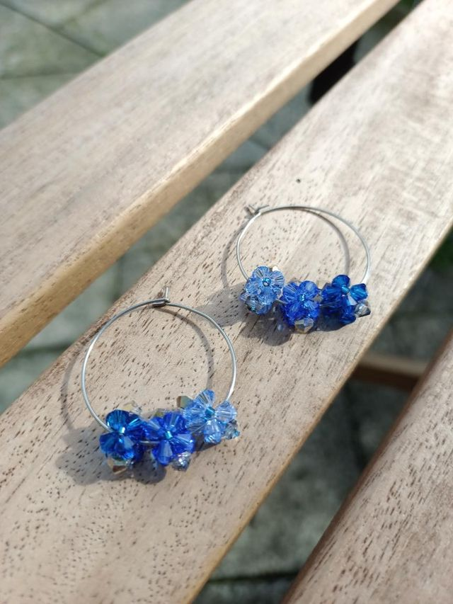 Fleurs De Cristal - Argent - Bleu foncé