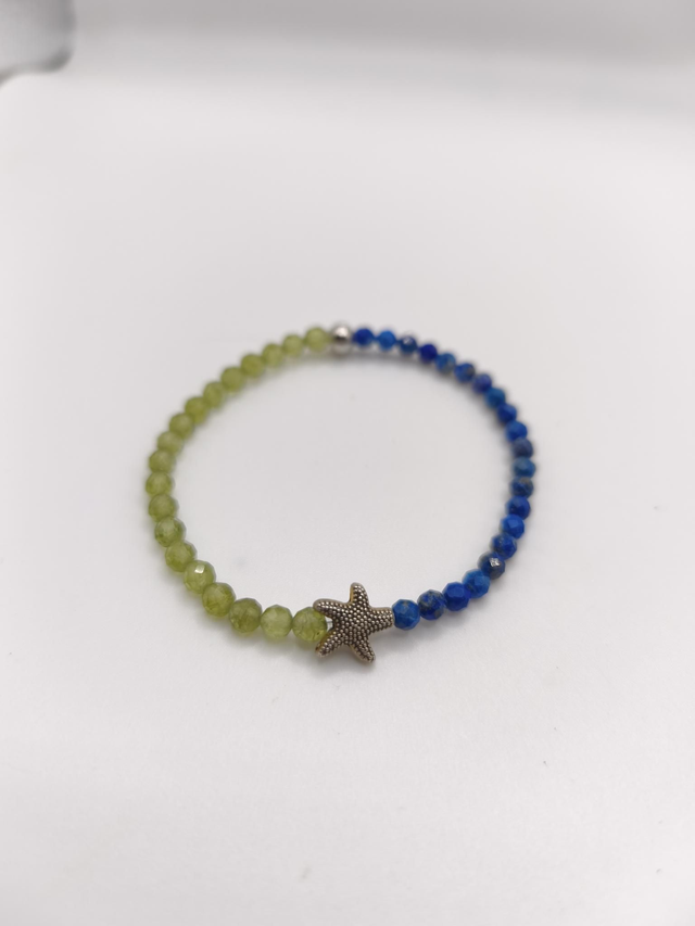 Bracelet fin peridot et lapis lazuli 