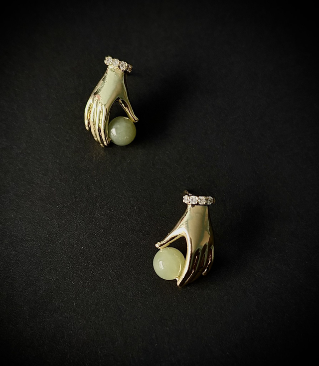 Boucles d’oreilles en jade de Hetian finition plaqué or 14K