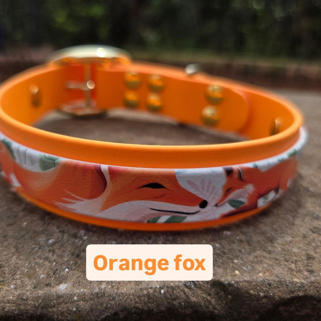 Orange fox - 2 layer biothane collar to fit 15-17 inch neck