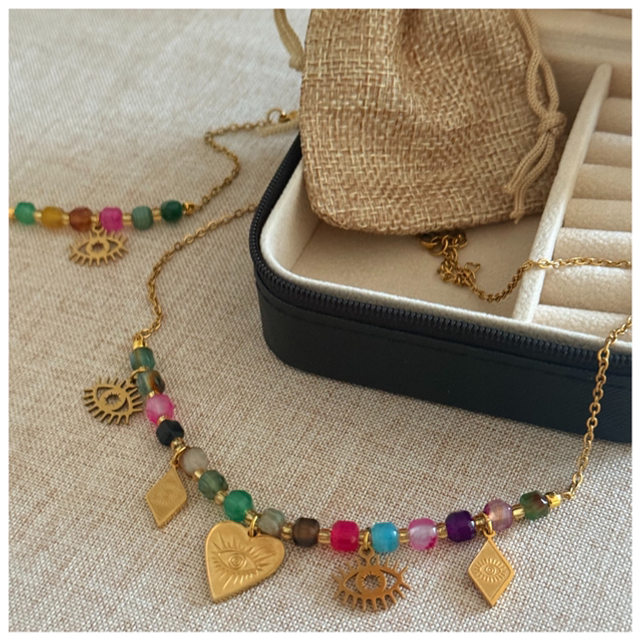 Coffret collier et bracelet oeil protecteur 