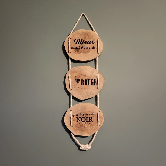 Décoration murale en bois 3 pièces avec gravure