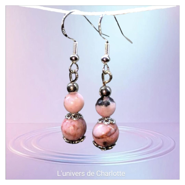 Boucles d&#039;oreilles &quot;Jaspe zébré&quot; BO-042