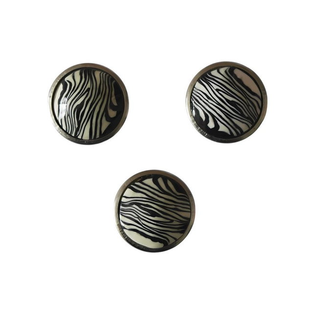 Bouton pression rayé noir blanc