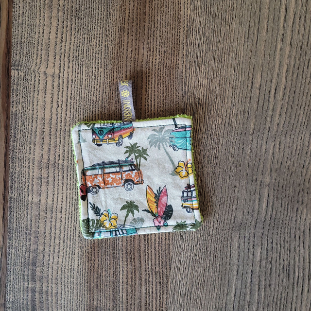 Coton lavable carré : Camping-Car vert