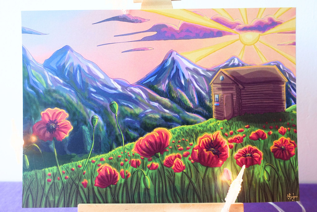 Montagnes et Coquelicots