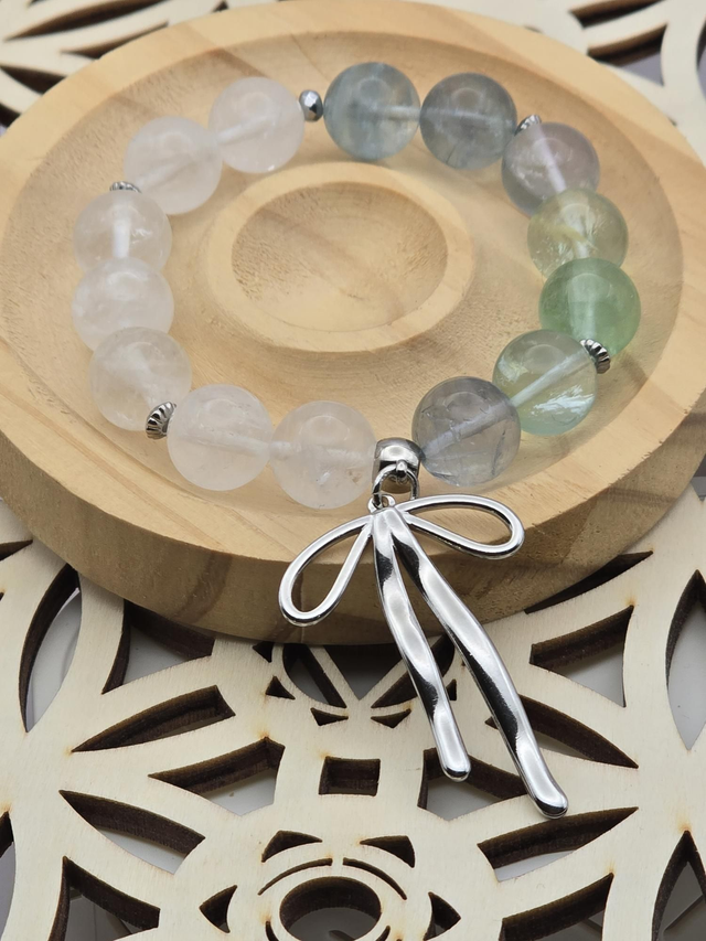 Bracelet Fluorite et Jade blanc XL 1,2 cm 