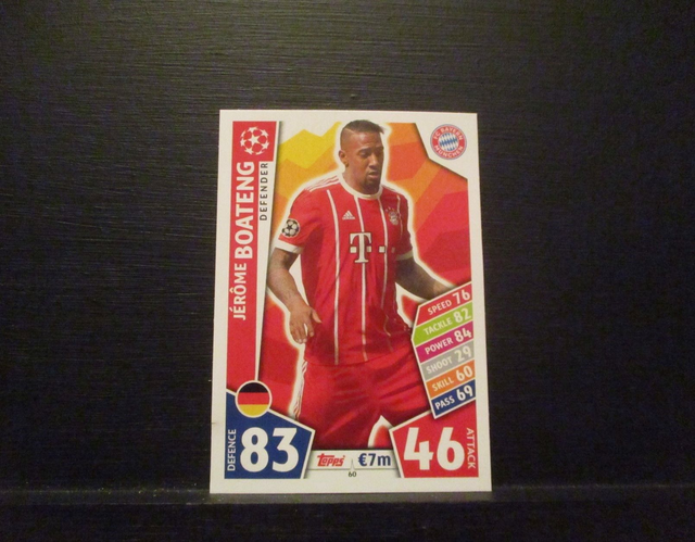 Jerome Boateng - UEFA Champions League Match Attax 2017/18 Original Trading Card #60