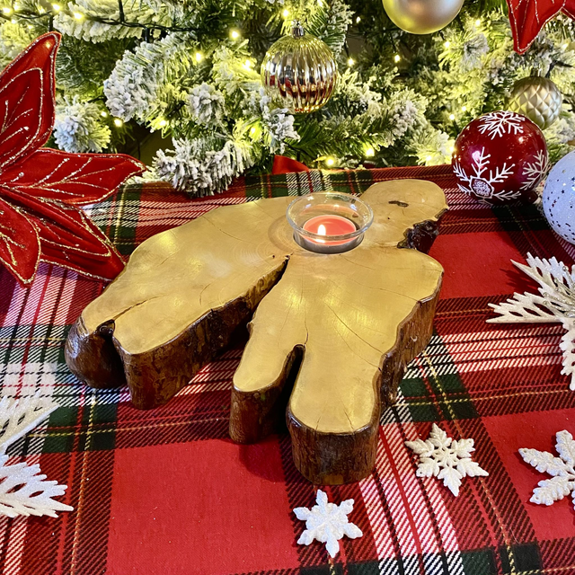 Handcrafted Whitethorn Wood Tealight Holder