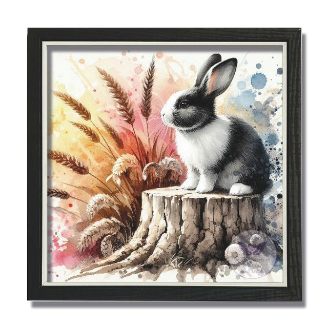Artistic image of rabbit in square frame (R17)