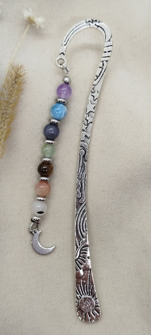 Marque-pages style tibétain avec pierres naturelles 7 chakras.