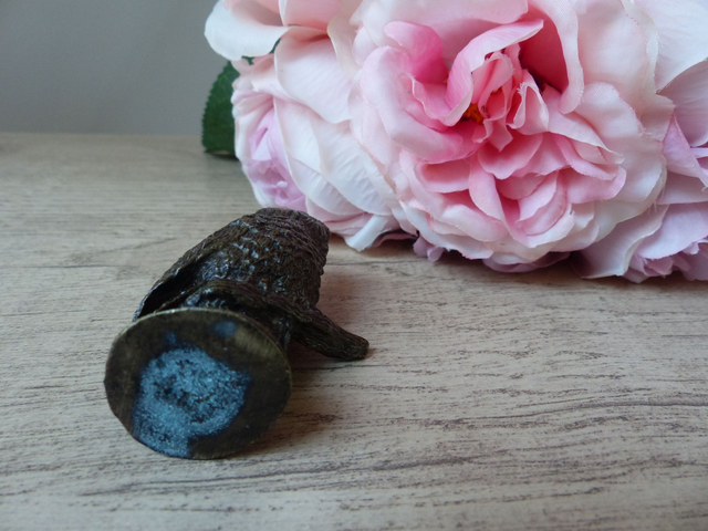 Ancien et rare chouette miniature en laiton The Franklin Mint 1988, chouette sur une branche collection bibelot oiseau objet de vitrine