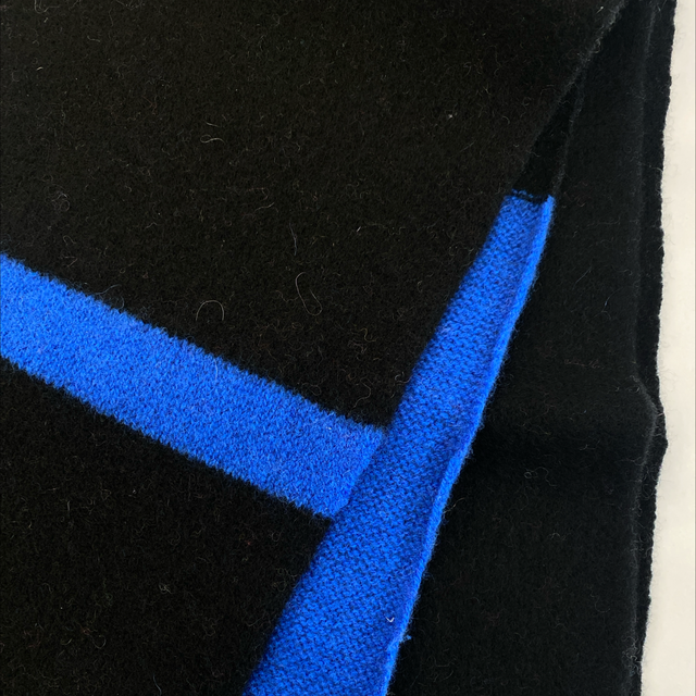 Wind Knitted Scarf black, cobalt blue