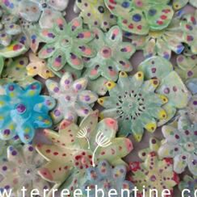 FLEURS Faïence tons verts