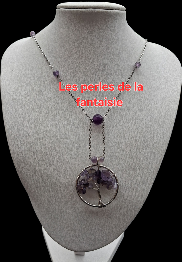  Collier Chaîne en Acier Inoxydable avec Pendentif en Pierres Naturelles "Chips" – Élégance et Nature