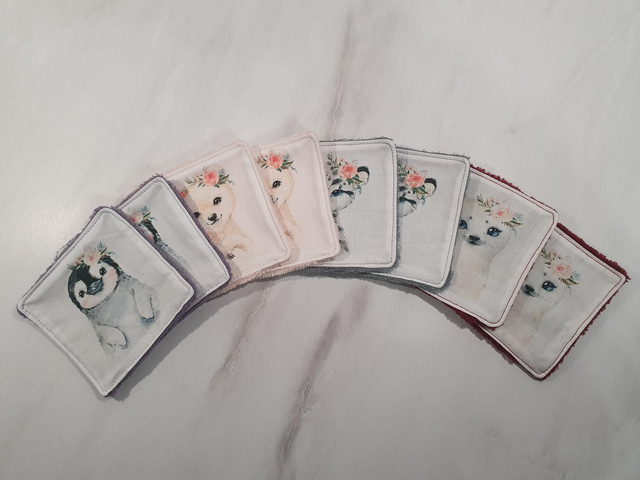 Lot de 8 lingettes animaux du froid fleur